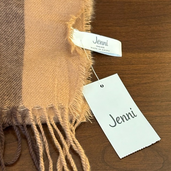 Oversized Soft Black & Tan Burberry Style Plaid Acrylic Scarf by Jenni - Picture 7 of 7